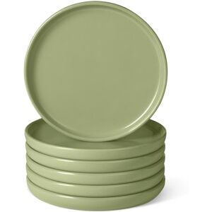 Amazon Basics Glazed Stoneware Salad Plates, 6-Piece Set, Microwave and Dishwasher-Safe, 21.08cm, Olive Amazon Basics Glazed Stoneware Salad Plates, 6-Piece Set, Microwave and Dishwasher-Safe, 21.08cm, Olive
