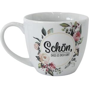 Dekohelden24 Maxi XXL Coffee Mug Made of Porcelain, Motif: Schön, DASS ES Dich gibt, Size H/Ø: 9.2 x 10.5 cm, Capacity 400 ml, Dishwasher Safe, Flowers, 9,2 cm Dekohelden24 Maxi XXL Coffee Mug Made of Porcelain, Motif: Schön, DASS ES Dich gibt, Size H/Ø: 9.2 x 10.5 cm, Capacity 400 ml, Dishwasher Safe, Flowers, 9,2 cm