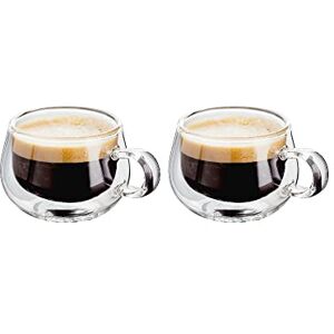 Judge Double Walled Glass Coffee Cups, Set of 2 Espresso Glasses, 75 ml Each, Handmade Insulated Borosilicate Glass Judge Double Walled Glass Coffee Cups, Set of 2 Espresso Glasses, 75 ml Each, Handmade Insulated Borosilicate Glass