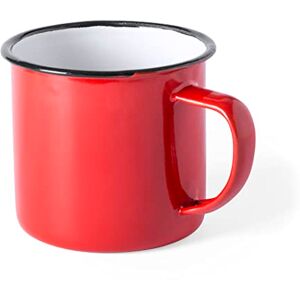 eBuyGB Set of 4 380ml Coloured Enamel Mugs Retro Outdoor Camping Travel Tin Rustic Metal Cups (Red) eBuyGB Set of 4 380ml Coloured Enamel Mugs Retro Outdoor Camping Travel Tin Rustic Metal Cups (Red)