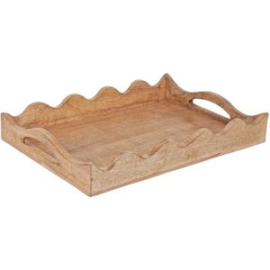 Mela Artisans Ottoman Wooden Serving Tray Medium, Scallop White Burnt Decorative Mango Wood Serve Breakfast, Other Foods, Coffee and Tea Rustic Home Decor 14" x 10” x 2.5” Mela Artisans Ottoman Wooden Serving Tray Medium, Scallop White Burnt Decorative Mango Wood Serve Breakfast, Other Foods, Coffee and Tea Rustic Home Decor 14" x 10” x 2.5”