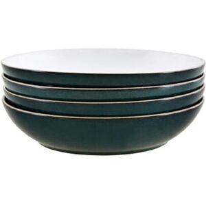 Denby Greenwich Pasta Bowls Set of 4 Dishwasher, Oven, Microwave, And Freezer Safe, 1050ml, 22cm Green, White Ceramic Stoneware Tableware Chip & Crack Resistant Denby Greenwich Pasta Bowls Set of 4 Dishwasher, Oven, Microwave, And Freezer Safe, 1050ml, 22cm Green, White Ceramic Stoneware Tableware Chip & Crack Resistant
