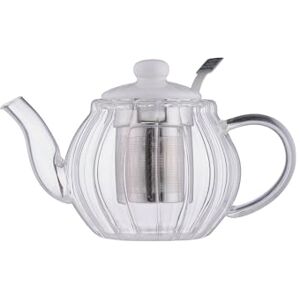 Kensington Luxe Glass Teapot with Stainless Steel Infuser 500ml Fluted Embossed Glass Teapot with White Ceramic Lid Non-Drip Spout, Ergonomic Handle & Gift Box Kensington Luxe Glass Teapot with Stainless Steel Infuser 500ml Fluted Embossed Glass Teapot with White Ceramic Lid Non-Drip Spout, Ergonomic Handle & Gift Box