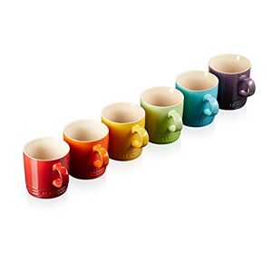 Le Creuset Stoneware Rainbow Coffee Mugs, 350 ml, Cerise, Volcanic, Teal, Ultra Violet, Soleil, Palm, 79114358359030