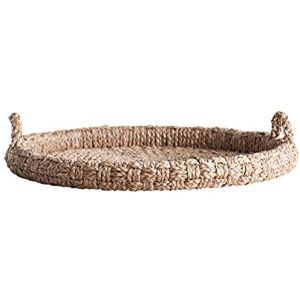 Creative Labs Round Braided Bankuan Tray with Handles, Brown, 29 Creative Labs Round Braided Bankuan Tray with Handles, Brown, 29