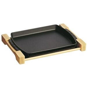 STAUB 40509-523-0 Hors D’oeuvre Platter and Wooden Stand, Black,33*23 centimeters STAUB 40509-523-0 Hors D’oeuvre Platter and Wooden Stand, Black,33*23 centimeters