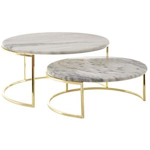 Premier Housewares Cake Stands, White Marble, Brass Metal, Set of 2 Premier Housewares Cake Stands, White Marble, Brass Metal, Set of 2