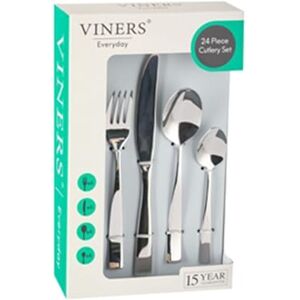 Viners Everyday Purity Cutlery Set 18/0 Stainless Steel Set of 24 Pieces Silver Mirror Finish Serves 6 Dishwasher Safe Gift Box Viners Everyday Purity Cutlery Set 18/0 Stainless Steel Set of 24 Pieces Silver Mirror Finish Serves 6 Dishwasher Safe Gift Box