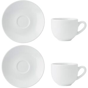 MIKASA Chalk Set of 2 Porcelain Espresso Cups and Saucers, 90ml, White MIKASA Chalk Set of 2 Porcelain Espresso Cups and Saucers, 90ml, White