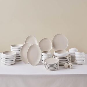 KARACA New Cupid 55-Piece Stoneware Dinnerware Set for 12 People, Cream Plate and Bowl Set, Dishwasher and Freezer Safe, Complete Dinnerware Set, Earth Collection KARACA New Cupid 55-Piece Stoneware Dinnerware Set for 12 People, Cream Plate and Bowl Set, Dishwasher and Freezer Safe, Complete Dinnerware Set, Earth Collection