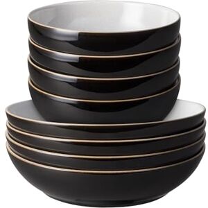 Denby Elements Pasta & Cereal Bowl 8 Piece Set Black Glaze, Dishwasher & Microwave Safe, Oven Proof Stoneware Dishes 4 x Pasta & Cereal Bowls Ceramic Chip Resistant Tableware for Everyday Use Denby Elements Pasta & Cereal Bowl 8 Piece Set Black Glaze, Dishwasher & Microwave Safe, Oven Proof Stoneware Dishes 4 x Pasta & Cereal Bowls Ceramic Chip Resistant Tableware for Everyday Use