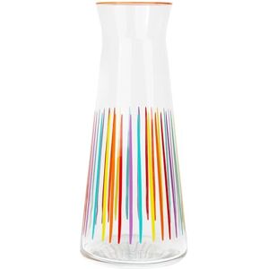Talking Tables Bright Striped Glass Jug Carafe Pitchers, 25 cm Narrow Neck Glass Carafes for Fridge, Water, Milk, Iced Tea, Juice, Beverage, Wine Decanter Talking Tables Bright Striped Glass Jug Carafe Pitchers, 25 cm Narrow Neck Glass Carafes for Fridge, Water, Milk, Iced Tea, Juice, Beverage, Wine Decanter