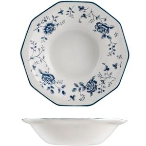 H&H Rose Blue Set of 6 Earthware Decorated Soup Plates - Soup Plates H&H Rose Blue Set of 6 Earthware Decorated Soup Plates - Soup Plates