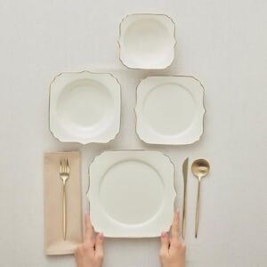 KARACA Stream Bone China Vintage 24-Piece Dinner Set for 6 People – Elegant Gold Accents, Premium Bone China Tableware KARACA Stream Bone China Vintage 24-Piece Dinner Set for 6 People – Elegant Gold Accents, Premium Bone China Tableware