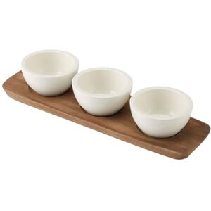 Villeroy & Boch Artesano Original Small Dip Bowl Set, 4 Pieces, Premium Porcelain/Wood, White Villeroy & Boch Artesano Original Small Dip Bowl Set, 4 Pieces, Premium Porcelain/Wood, White