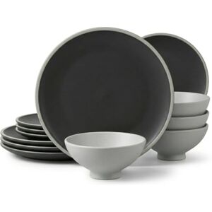 MasterChef 12 Piece Dinner Set, Stoneware Dinnerware Set for 4, Reactive Glaze Dining Ware Include Plates and Bowls, Chip and Scratch Resistant, Microwave & Dishwasher Safe, Nagoya Range MasterChef 12 Piece Dinner Set, Stoneware Dinnerware Set for 4, Reactive Glaze Dining Ware Include Plates and Bowls, Chip and Scratch Resistant, Microwave & Dishwasher Safe, Nagoya Range