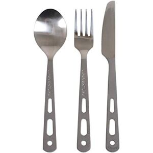 Lifeventure Titanium Camping Cutlery Set – Ultra Lightweight Camping Cutlery for One Knife, Fork and Spoon Set with Velcro Clasp for Camping or Travel Lifeventure Titanium Camping Cutlery Set – Ultra Lightweight Camping Cutlery for One Knife, Fork and Spoon Set with Velcro Clasp for Camping or Travel
