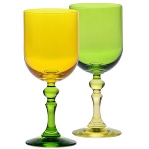 Krosno – Coloured Wine Glasses for Red & White Wine, Mocktails, Water – 2 x 300 ml – Bubble Collection – Green & Orange – Lead-Free Crystal – Hand-Painted Krosno – Coloured Wine Glasses for Red & White Wine, Mocktails, Water – 2 x 300 ml – Bubble Collection – Green & Orange – Lead-Free Crystal – Hand-Painted