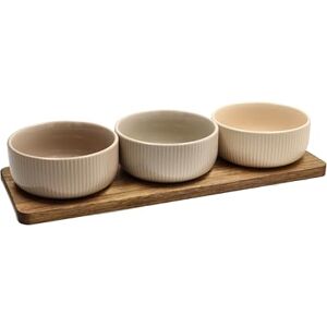 Tognana , Set of 3 Bowls + Rectangular Tray 32 x 11 cm Plume, Stoneware, Multicolour Tognana , Set of 3 Bowls + Rectangular Tray 32 x 11 cm Plume, Stoneware, Multicolour