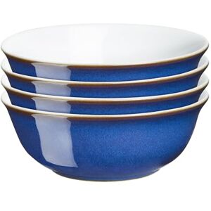 Denby Imperial Blue Cereal Bowls Set of 4 Dishwasher Microwave Safe Crockery 650ml 16.5cm Royal Blue, White Ceramic Stoneware Tableware Chip & Crack Resistant Soup Bowls Denby Imperial Blue Cereal Bowls Set of 4 Dishwasher Microwave Safe Crockery 650ml 16.5cm Royal Blue, White Ceramic Stoneware Tableware Chip & Crack Resistant Soup Bowls