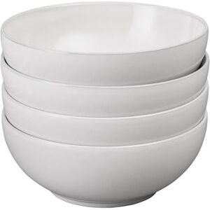 Denby Elements Stone White Cereal Bowls Set of 4 Dishwasher Microwave Safe Crockery 820ml 17cm White Ceramic Stoneware Tableware Chip & Crack Resistant Soup Bowls Denby Elements Stone White Cereal Bowls Set of 4 Dishwasher Microwave Safe Crockery 820ml 17cm White Ceramic Stoneware Tableware Chip & Crack Resistant Soup Bowls