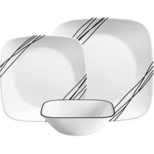 Corelle Dinnerware Set (12pc, Simple Sketch)-Dinner for 4 Includes x: Dinner Plates, Side & Bowls 3 X More Durable, Half The Space Weight of Ceramic up to 80% Recycled Glass, 1146920 Corelle Dinnerware Set (12pc, Simple Sketch)-Dinner for 4 Includes x: Dinner Plates, Side & Bowls 3 X More Durable, Half The Space Weight of Ceramic up to 80% Recycled Glass, 1146920