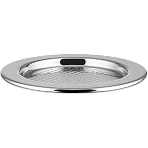 Alessi Glass Coaster in Steel Mat with Mirror Polished Edge, Set of 6, Silver Alessi Glass Coaster in Steel Mat with Mirror Polished Edge, Set of 6, Silver