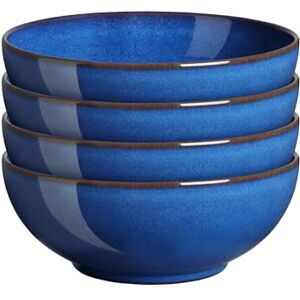 Denby Imperial Blue Cereal Bowls Set of 4 Dishwasher Microwave Safe Crockery 820ml 17cm Royal Blue Ceramic Stoneware Tableware Chip & Crack Resistant Coupe Soup Bowls Denby Imperial Blue Cereal Bowls Set of 4 Dishwasher Microwave Safe Crockery 820ml 17cm Royal Blue Ceramic Stoneware Tableware Chip & Crack Resistant Coupe Soup Bowls