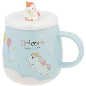 lachineuse Unicorn Mug with Lid and Spoon Blue lachineuse Unicorn Mug with Lid and Spoon Blue