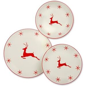 Excelsa Nordic Christmas 18 Piece Porcelain Dinner Set with Red Snowflakes and Reindeer Design Dishwasher Safe Excelsa Nordic Christmas 18 Piece Porcelain Dinner Set with Red Snowflakes and Reindeer Design Dishwasher Safe