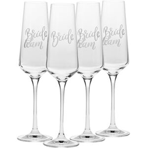 Krosno Bride & Team Bride Champagne Flutes and Prosecco 180ml Set of 4 Pieces Handmade Crystal Glass Matte White Decor Hen Night and Bridal Gift Krosno Bride & Team Bride Champagne Flutes and Prosecco 180ml Set of 4 Pieces Handmade Crystal Glass Matte White Decor Hen Night and Bridal Gift