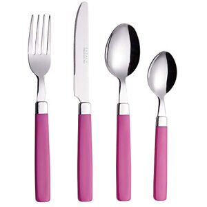 EXZACT Cutlery Set 16pcs Stainless Steel Pink Handles 4 x Forks, 4 x Knives, 4 x Table Spoons, 4 x Tea Spoons EXZACT Cutlery Set 16pcs Stainless Steel Pink Handles 4 x Forks, 4 x Knives, 4 x Table Spoons, 4 x Tea Spoons