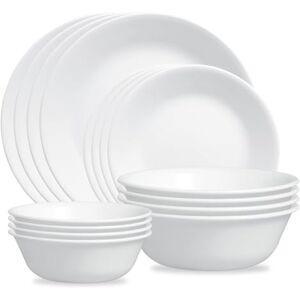 Corelle Winter Frost White 16-Piece Mugless Dinnerware Set, Service for 4 Corelle Winter Frost White 16-Piece Mugless Dinnerware Set, Service for 4
