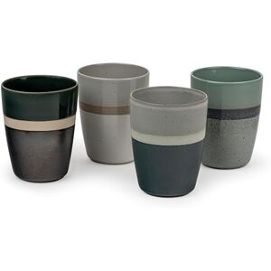 Bredemeijer Tea Cups Set of 4 Coloured Ceramic Drinking Cups with Striped Pattern 200 ml Capacity Each Bredemeijer Tea Cups Set of 4 Coloured Ceramic Drinking Cups with Striped Pattern 200 ml Capacity Each