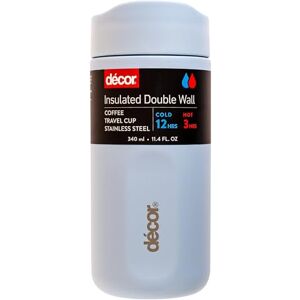 Décor 340ml Insulated Travel Cup Double Wall Stainless Steel Coffee Mug with Leakproof Lid, Button Press Spout, 3h Hot / 12h Cold Ice Blue Décor 340ml Insulated Travel Cup Double Wall Stainless Steel Coffee Mug with Leakproof Lid, Button Press Spout, 3h Hot / 12h Cold Ice Blue