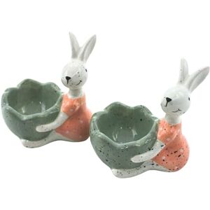Dekohelden24 Ceramic Rabbit Cup, Egg Holder, Decorative Bunny, in Green as a Set of 2, Size (L x W x H): Approx. 8 x 5.5 x 9 cm, 9 cm Dekohelden24 Ceramic Rabbit Cup, Egg Holder, Decorative Bunny, in Green as a Set of 2, Size (L x W x H): Approx. 8 x 5.5 x 9 cm, 9 cm