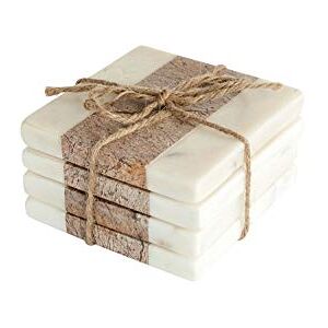 Creative Labs Square Marble Coasters with Jute String, Brown (Set of 4 Pieces), 95%, 5% Creative Labs Square Marble Coasters with Jute String, Brown (Set of 4 Pieces), 95%, 5%