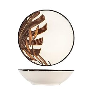 H&H Calathea Set of 12 Soup Plates, Stoneware, Decorated, Brown and Ivory, 20.5 cm H&H Calathea Set of 12 Soup Plates, Stoneware, Decorated, Brown and Ivory, 20.5 cm