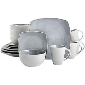 Gibson Soho Lounge Square Reactive Glaze Dish Set - Service for 4 Gibson Soho Lounge Square Reactive Glaze Dish Set - Service for 4
