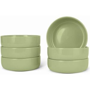 Amazon Basics Glazed Stoneware Bowls, 6-Piece Set, Dishwasher-Safe,13.97cm, Olive Amazon Basics Glazed Stoneware Bowls, 6-Piece Set, Dishwasher-Safe,13.97cm, Olive