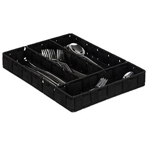 Relaxdays Cutlery Tray, 4 Compartments, Kitchen Flatware Organiser, Drawer Insert, HxWxD: 4.5x26x36 cm, Black Relaxdays Cutlery Tray, 4 Compartments, Kitchen Flatware Organiser, Drawer Insert, HxWxD: 4.5x26x36 cm, Black