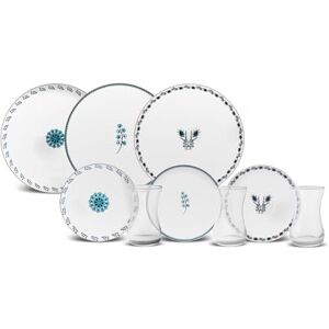 KARACA İznik 18-Piece Dessert Set for 6 People Elegant Tableware for Delicious Desserts KARACA İznik 18-Piece Dessert Set for 6 People Elegant Tableware for Delicious Desserts