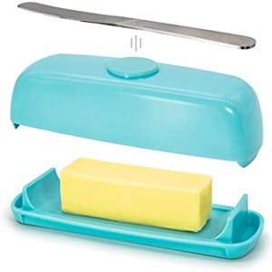 Butter Hub Butter Dish with Lid and Knife, Magnetic Butter Keeper, Easy Scoop, No Mess Lid, Dishwasher Safe (Aqua) Butter Hub Butter Dish with Lid and Knife, Magnetic Butter Keeper, Easy Scoop, No Mess Lid, Dishwasher Safe (Aqua)