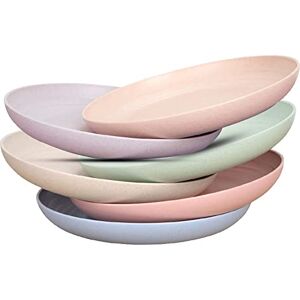 Zuvo Plastic Plates Reusable Set of 6 Unbreakable Plastic Dinner Plates 10 Inches Safe from Dishwasher & Microwave Mix Colors, Pink, Yellow, Blue, Green Zuvo Plastic Plates Reusable Set of 6 Unbreakable Plastic Dinner Plates 10 Inches Safe from Dishwasher & Microwave Mix Colors, Pink, Yellow, Blue, Green