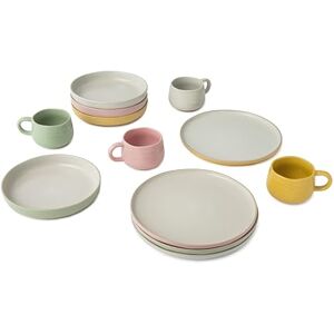 Jamie Oliver Big Love 12pc Dinner Set, Set for 4 People, Stoneware Plates, Bowls and Mugs, Round Pink and White Plates 27 x 6cm, Green and White Bowls 22 x 22cm, Multicolour Mugs 375ml 13 x 10cm Jamie Oliver Big Love 12pc Dinner Set, Set for 4 People, Stoneware Plates, Bowls and Mugs, Round Pink and White Plates 27 x 6cm, Green and White Bowls 22 x 22cm, Multicolour Mugs 375ml 13 x 10cm
