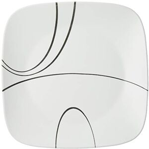 Corelle Square Simple Lines Dinner Plate Set, White,1107743 Corelle Square Simple Lines Dinner Plate Set, White,1107743