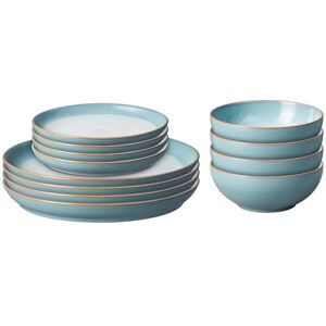 Denby Azure Blue Dinner Set for 4-12 Piece Ceramic Tableware Set Blue, White Dishwasher Microwave Safe Ceramic, Stoneware Crockery Includes 4 x Dinner Plates, Small Plates, Cereal Bowls Denby Azure Blue Dinner Set for 4-12 Piece Ceramic Tableware Set Blue, White Dishwasher Microwave Safe Ceramic, Stoneware Crockery Includes 4 x Dinner Plates, Small Plates, Cereal Bowls
