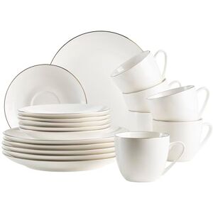 MÄSER Felise Series Elegant Coffee Tableware for 6 People, Timeless, with Golden Rim, Porcelain, White MÄSER Felise Series Elegant Coffee Tableware for 6 People, Timeless, with Golden Rim, Porcelain, White