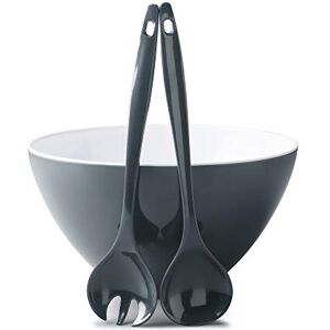 Zeal G217TSET Salad Bowl and Server Set-Dark Grey, Melamine Zeal G217TSET Salad Bowl and Server Set-Dark Grey, Melamine