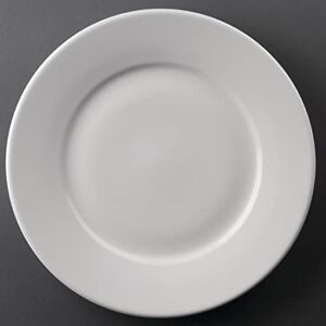 Olympia Athena Wide Rimmed Dinner Plates Set 25.4 cm/10 inch (Pack of 12), White, Super-Vitrified Porcelain, Dishwasher & Microwave Safe, BS4034 Certified for Hotel Use, CC209 Olympia Athena Wide Rimmed Dinner Plates Set 25.4 cm/10 inch (Pack of 12), White, Super-Vitrified Porcelain, Dishwasher & Microwave Safe, BS4034 Certified for Hotel Use, CC209